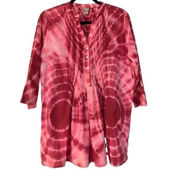 Chico's Red Tie Dyed size 1 - Picture 1 of 8